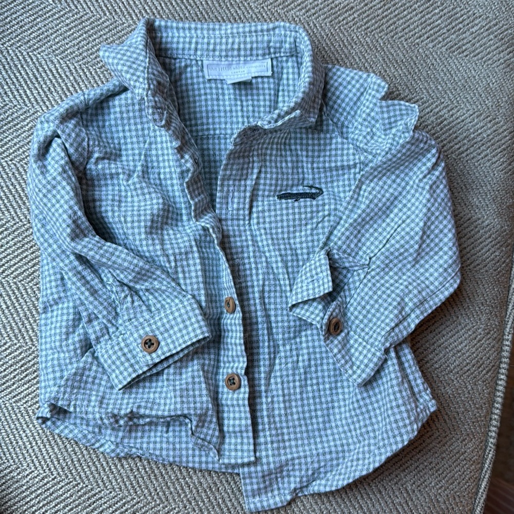 The Little White Company checked shirt 3-6 months